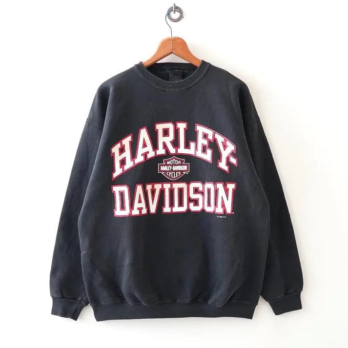 Classic 90s Harleyy Davidsoon Step Motorcycle World Biker Letter Basic Top T-Shirts