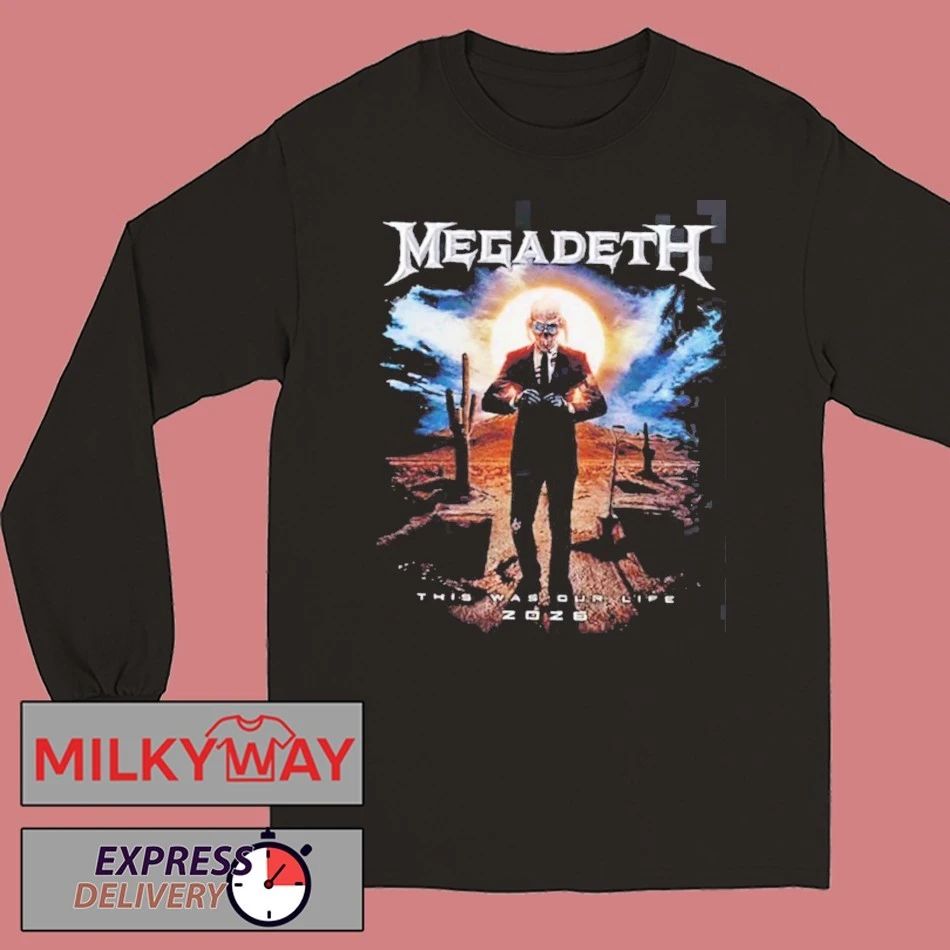 Megadeth This Was Our Life 2026 Latin America Tour Merch Official Gentle Vic Rattlehead With Dates Back T-Shirt