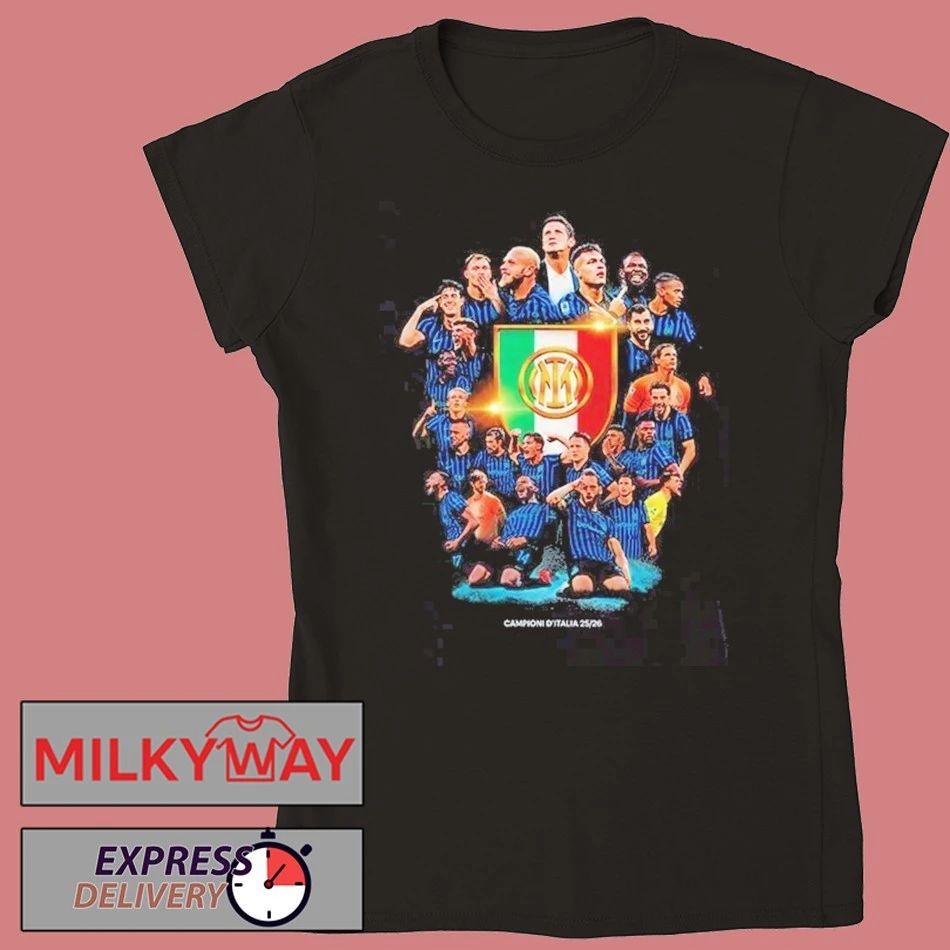 Inter Milan CAMPIONI D’ITALIA 2025 2026 Season Champion Serie A Italia Two Sided T-Shirt