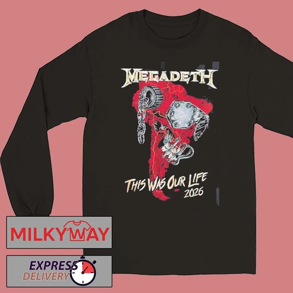 Megadeth This Was Our Life 2026 Latin America Tour Merch Red Vic Rattlehead Metal Collapse With Dates Back T-Shirt