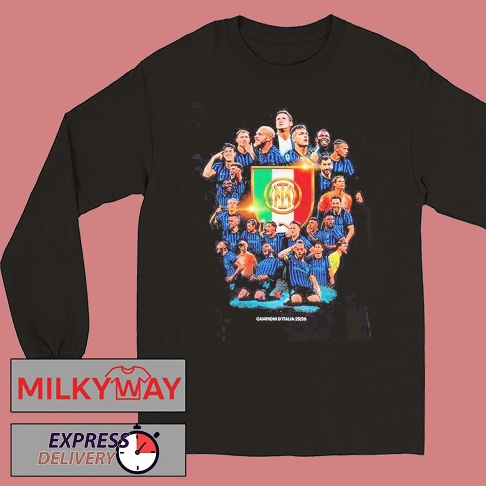 Inter Milan CAMPIONI D’ITALIA 2025 2026 Season Champion Serie A Italia Two Sided T-Shirt