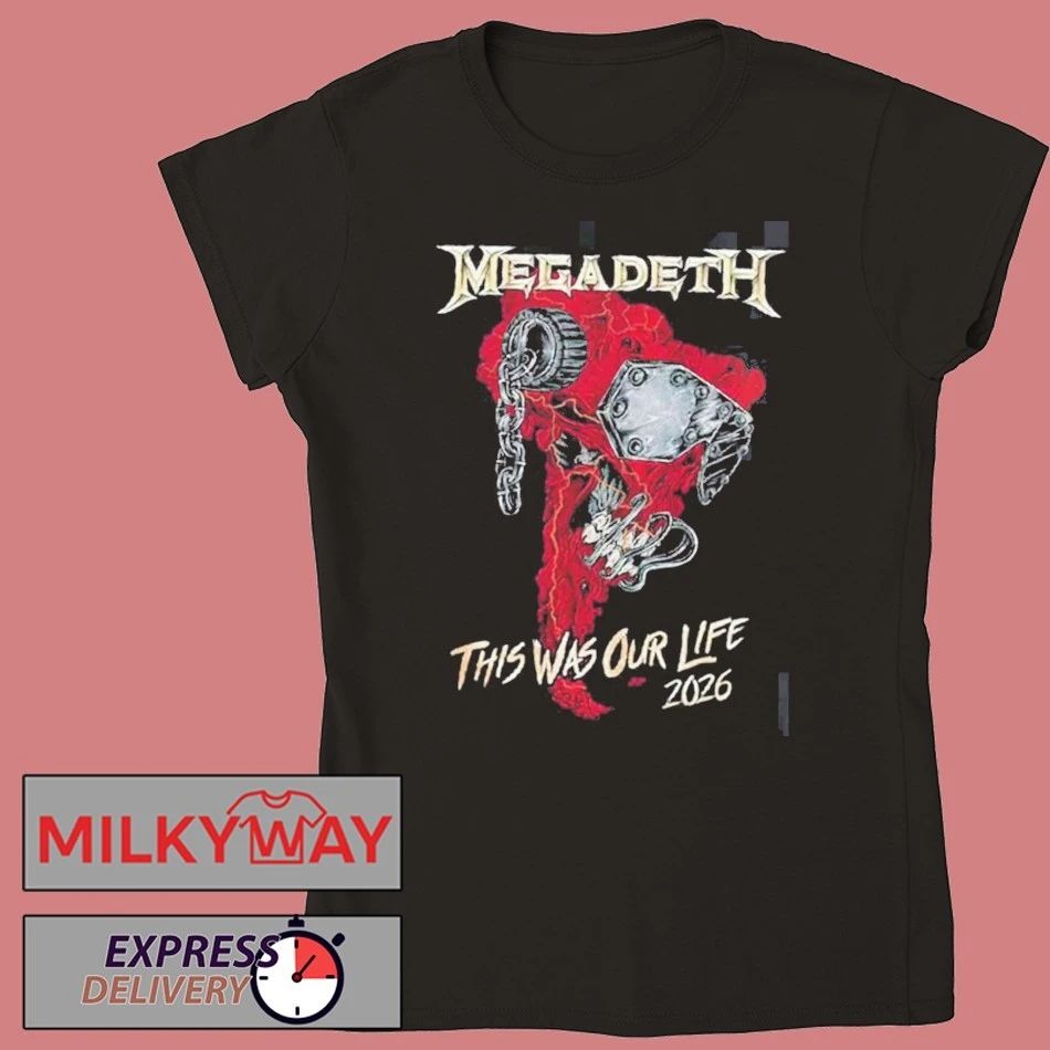 Megadeth This Was Our Life 2026 Latin America Tour Merch Red Vic Rattlehead Metal Collapse With Dates Back T-Shirt
