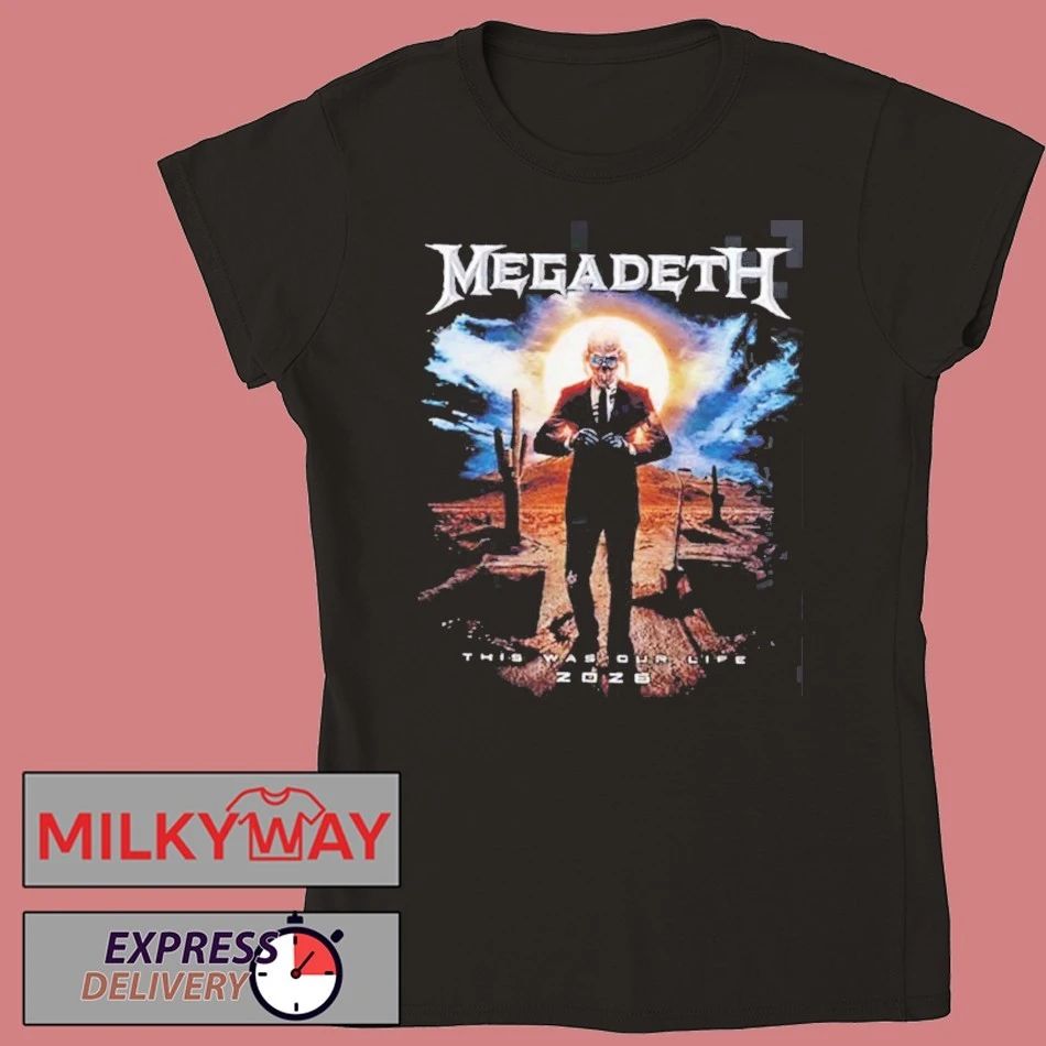 Megadeth This Was Our Life 2026 Latin America Tour Merch Official Gentle Vic Rattlehead With Dates Back T-Shirt