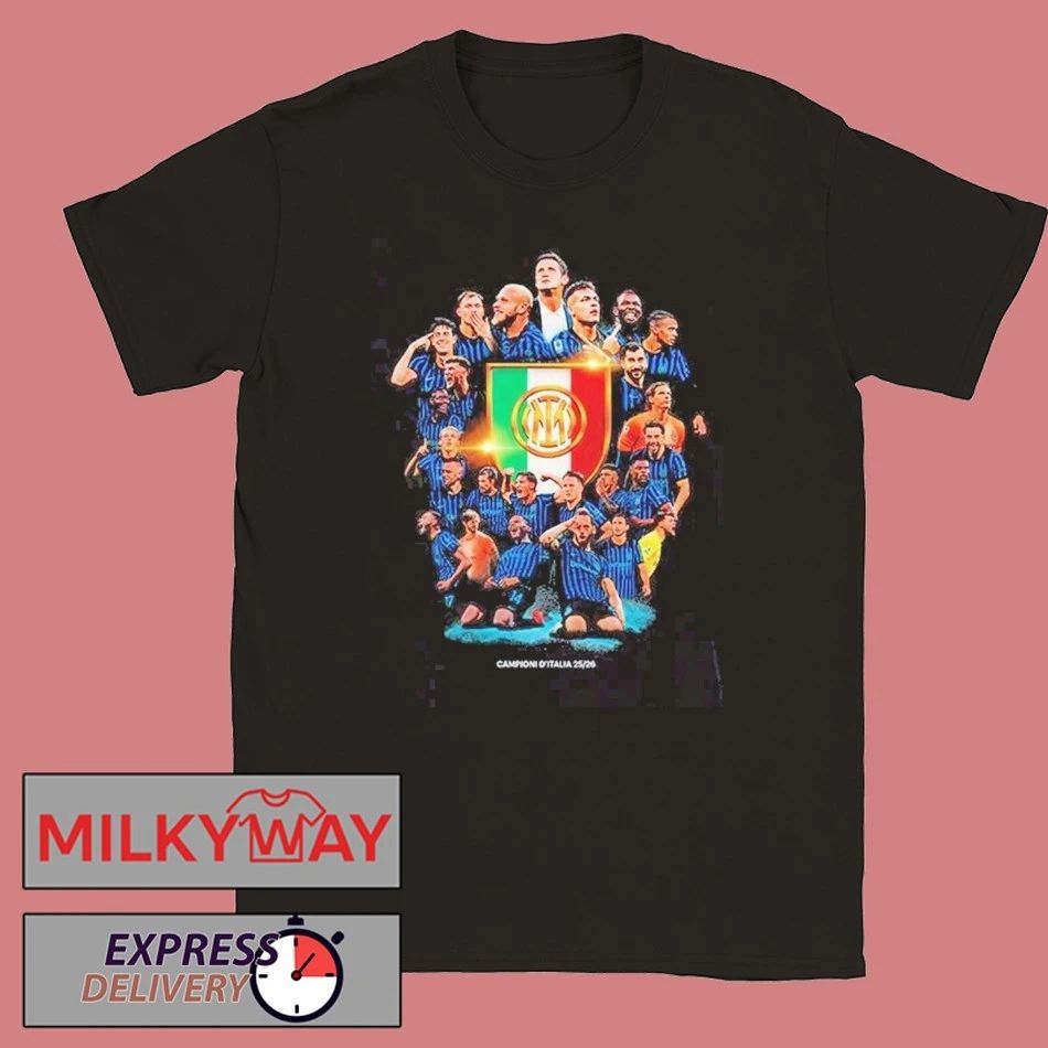 Inter Milan CAMPIONI D’ITALIA 2025 2026 Season Champion Serie A Italia Two Sided T-Shirt