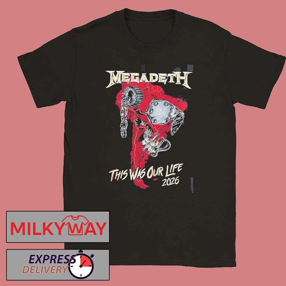 Megadeth This Was Our Life 2026 Latin America Tour Merch Red Vic Rattlehead Metal Collapse With Dates Back T-Shirt
